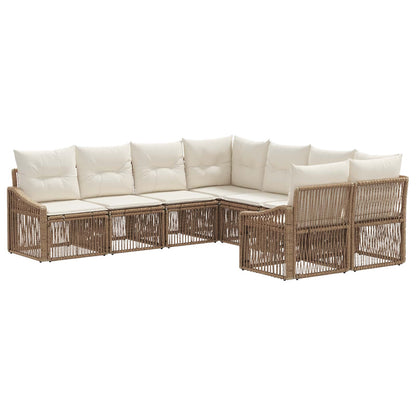Tuinbankenset 8 st 8-Aantal zitplaatsen Beige poly rattan