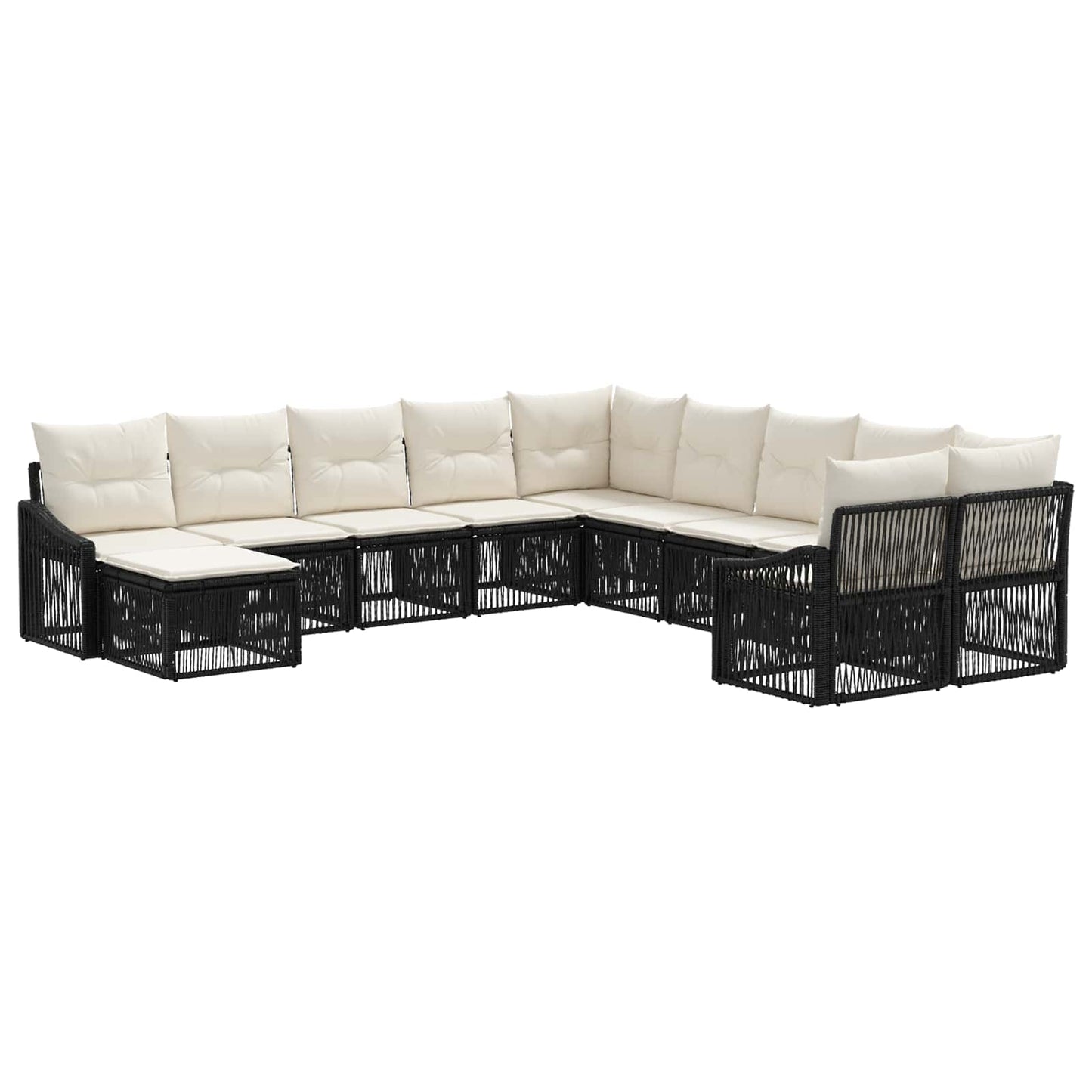 Tuinbankenset 11 pcs Zwart poly rattan