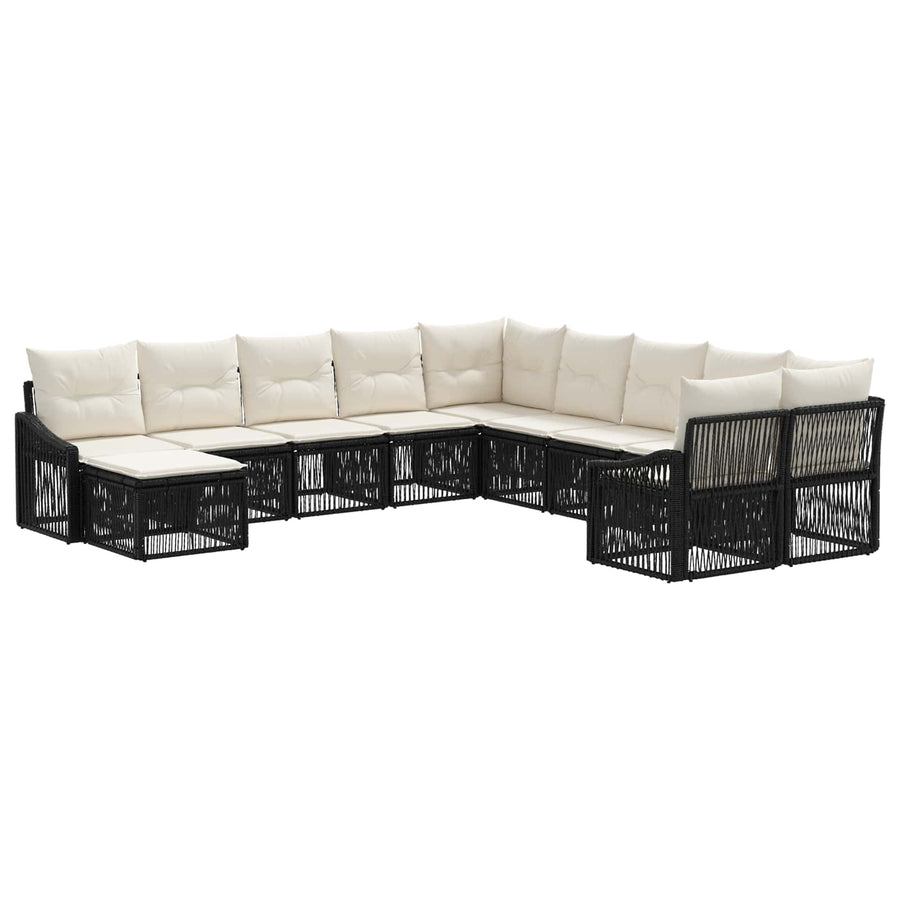 Tuinbankenset 11 pcs Zwart poly rattan