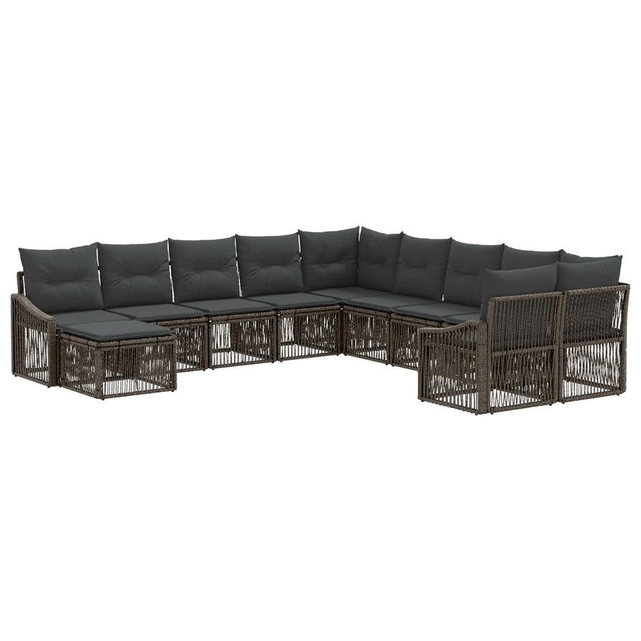 Tuinbankenset 11 pcs Grijs poly rattan
