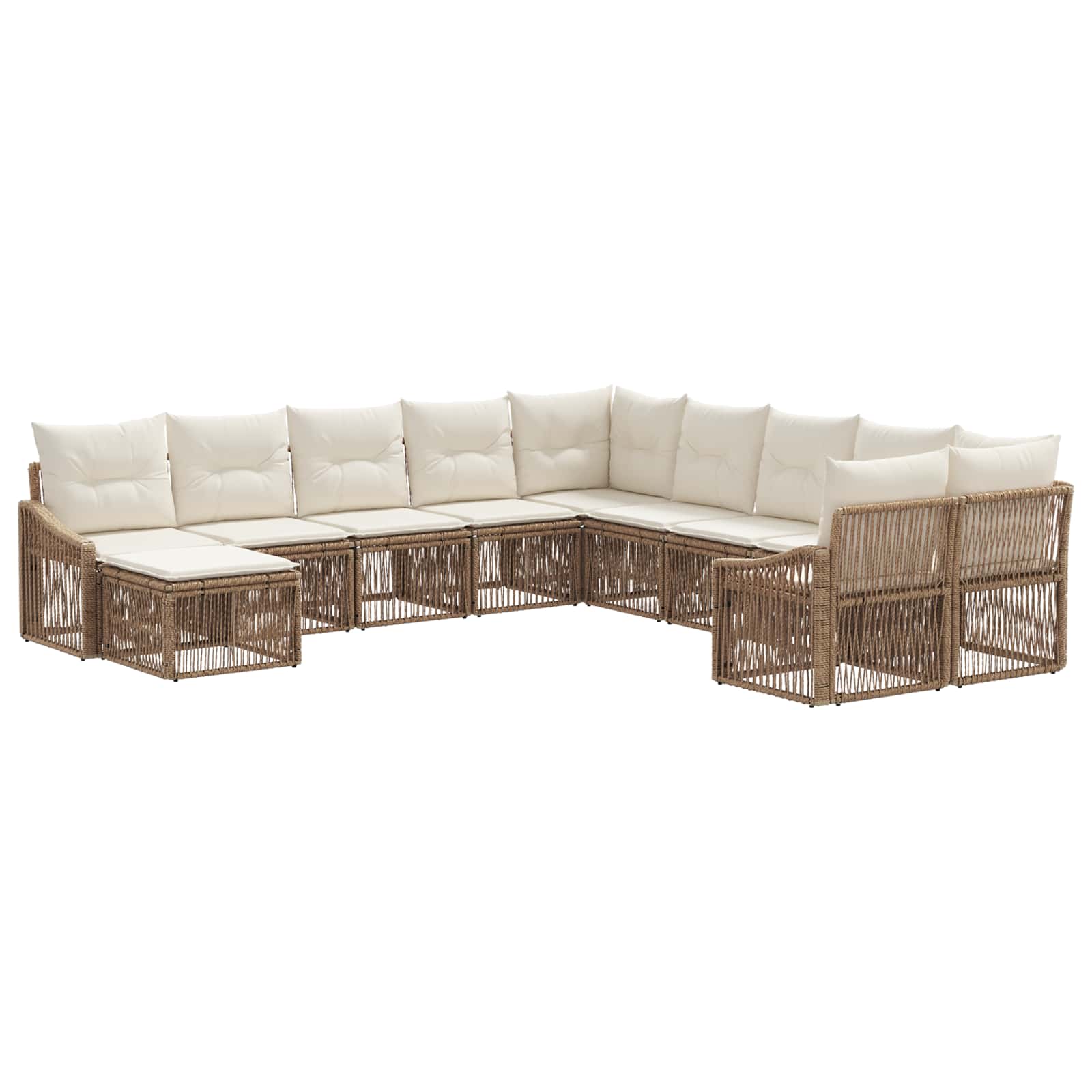 Tuinbankenset 11 pcs Beige poly rattan