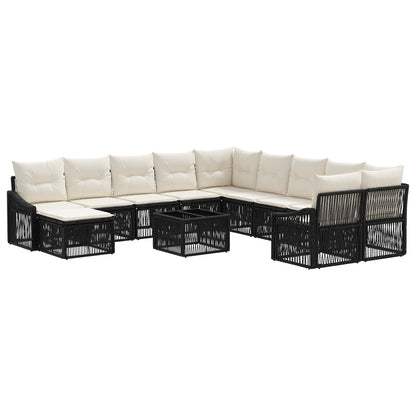 Tuinbankenset 12 pcs Zwart poly rattan