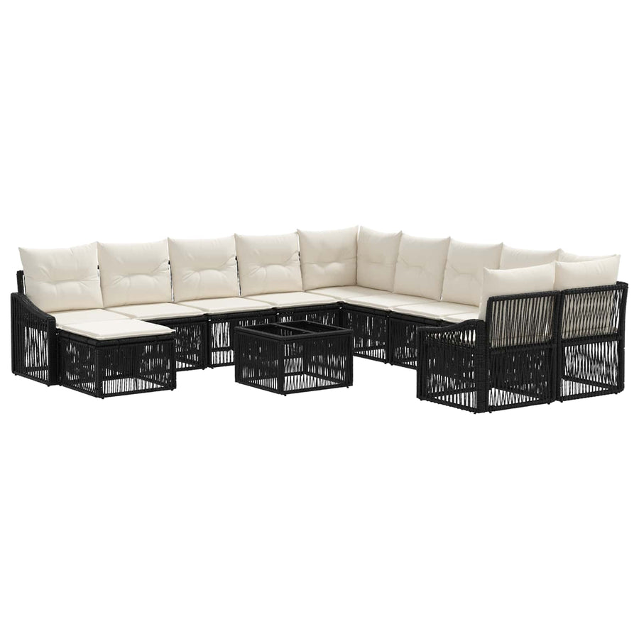 Tuinbankenset 12 pcs Zwart poly rattan
