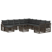 Tuinbankenset poly rattan grijs 12-delig