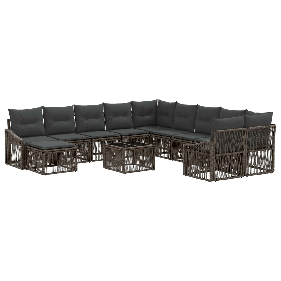 Tuinbankenset 12 pcs Grijs poly rattan