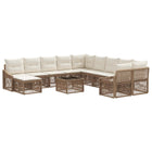 Garden bench set 12 pcs Beige poly rattan
