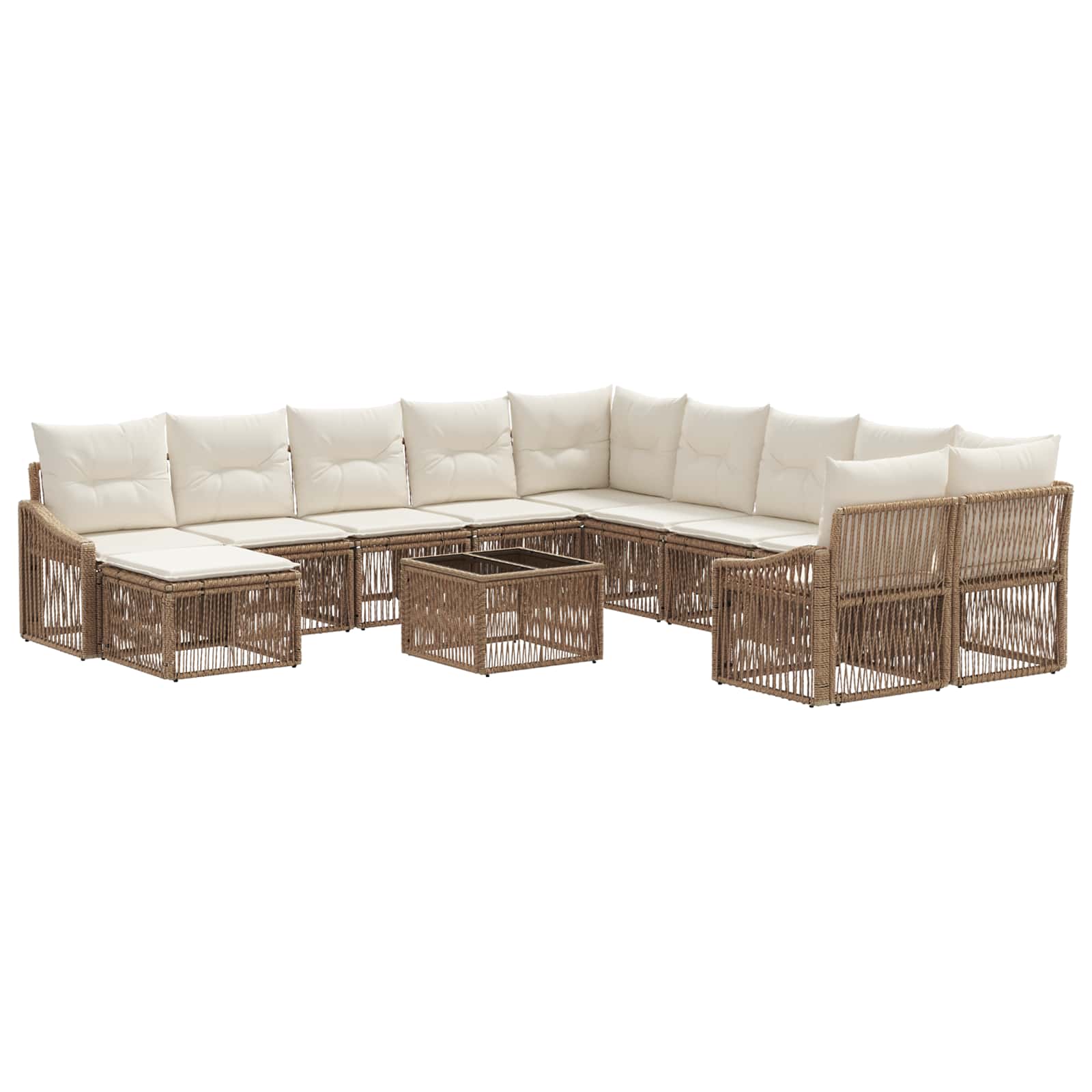 Tuinbankenset 12 pcs Beige poly rattan