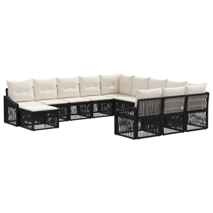 Tuinbankenset 12 pcs Zwart poly rattan