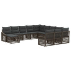 Tuinbankenset poly rattan grijs 12-delig