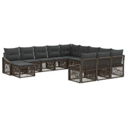 Tuinbankenset poly rattan grijs 12-delig