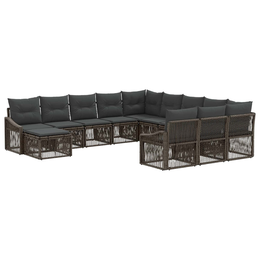 Tuinbankenset 12 pcs Grijs poly rattan
