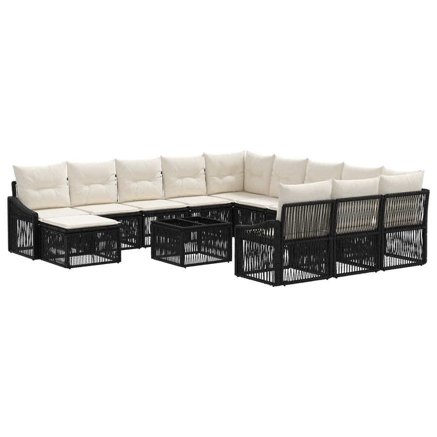 Tuinbankenset 13 pcs Zwart poly rattan