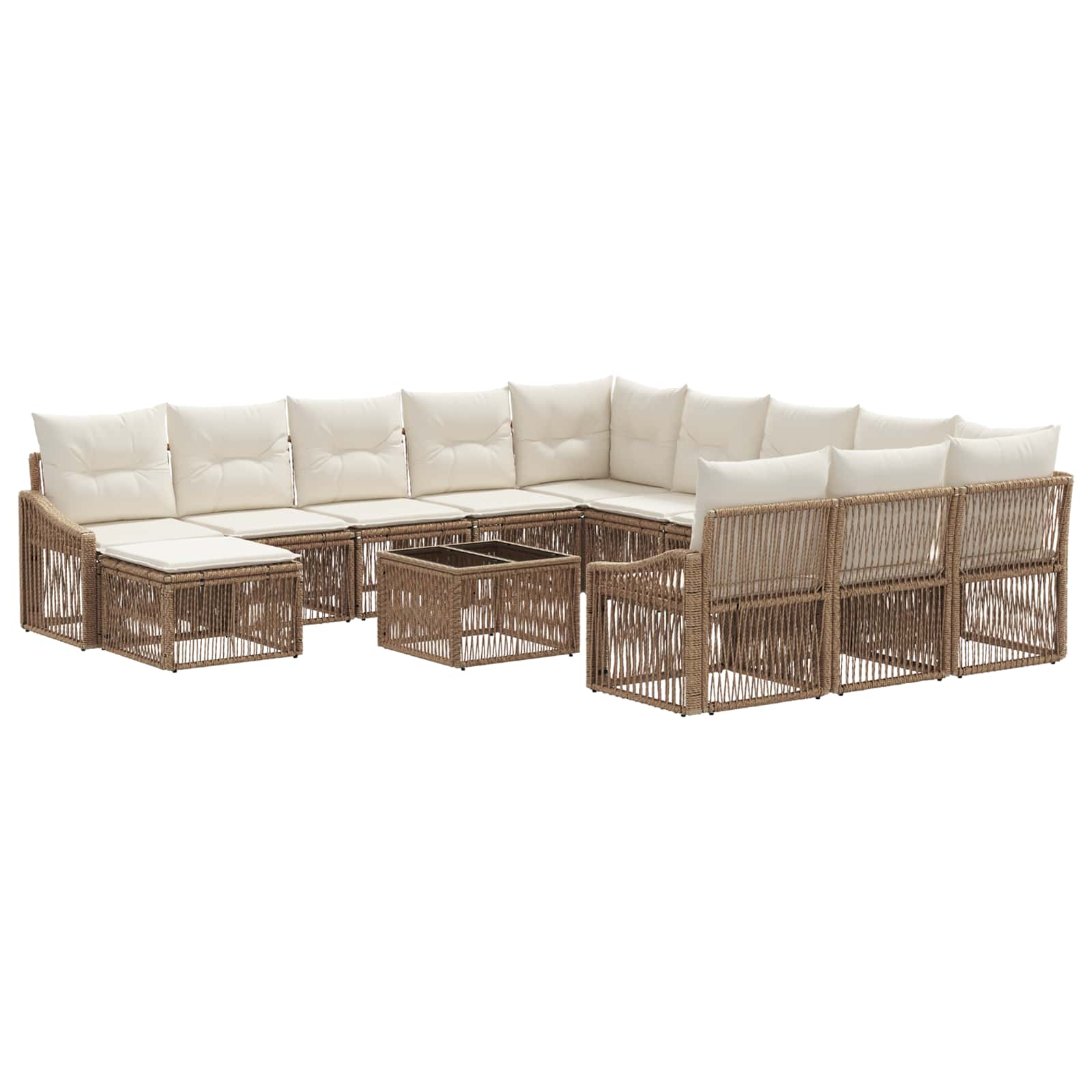 Tuinbankenset 13 pcs Beige poly rattan