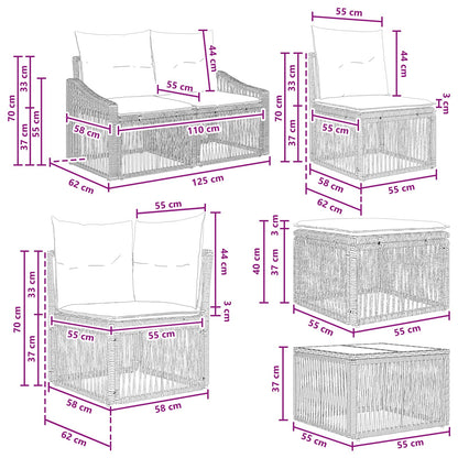 Tuinbankenset 13 pcs Beige poly rattan