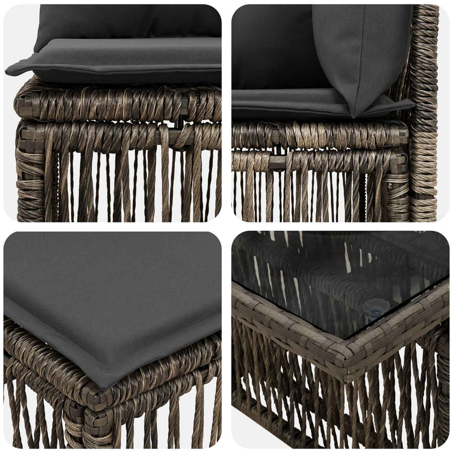 Tuinbankenset 13 pcs Grijs poly rattan