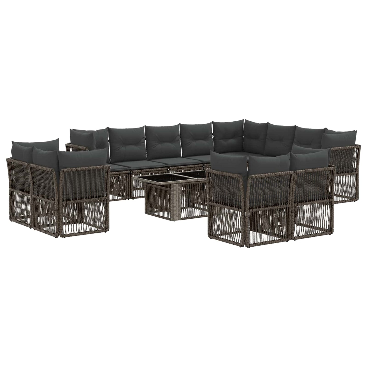 Tuinbankenset 13 pcs Grijs poly rattan