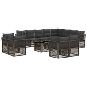 Tuinbankenset poly rattan grijs 12 personen