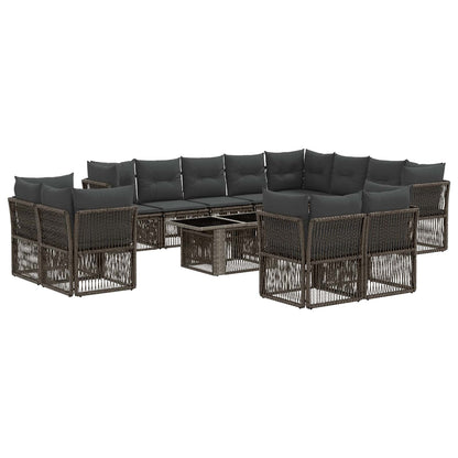 Tuinbankenset 13 pcs Grijs poly rattan