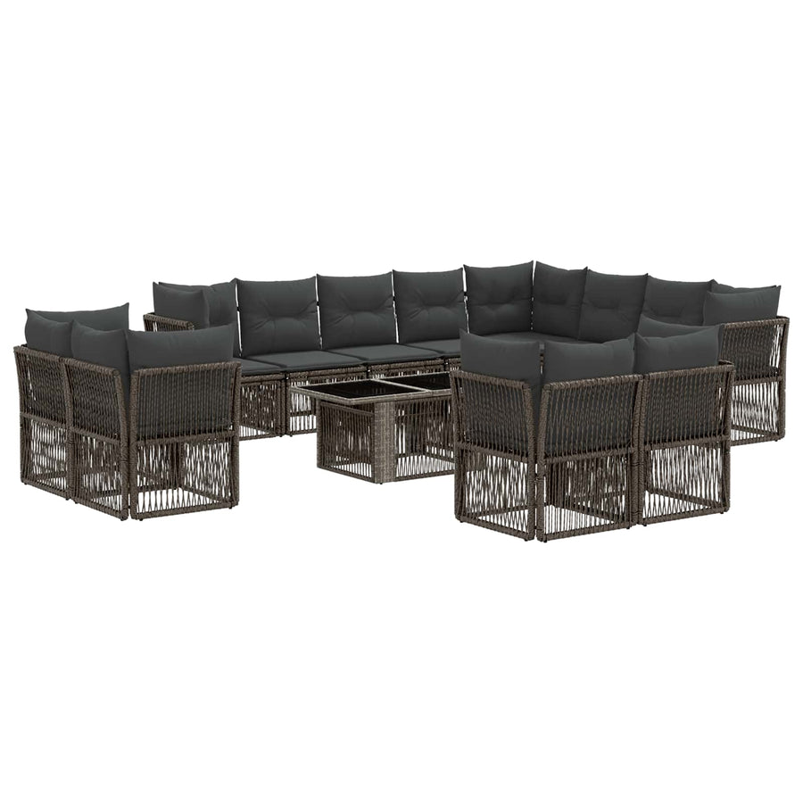 Tuinbankenset 13 pcs Grijs poly rattan