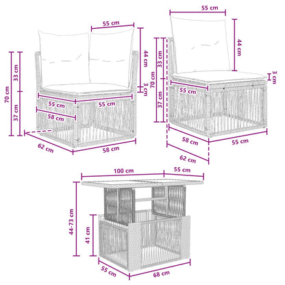 Tuinbankenset 13 pcs Grijs poly rattan
