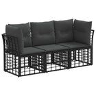 Tuinbankenset 3-delig zwart polyester poly rattan