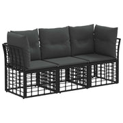 Tuinbankenset 3-delig zwart polyester poly rattan