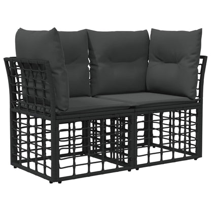 Buiten bankenset met kussen 3 pcs Zwart Polyester
