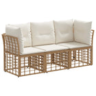 Tuinbankenset poly rattan naturel 3-delig met kussens