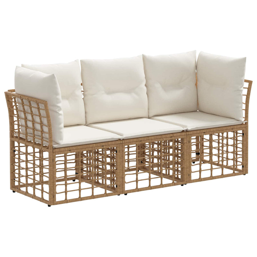 Buiten bankenset met kussen 3 pcs Naturel Polyester