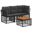 Outdoor lounge set 4 pcs Black and Dark Grey Polyester