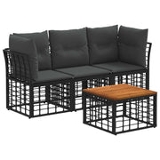 Tuinset poly rattan zwart donkergrijs
