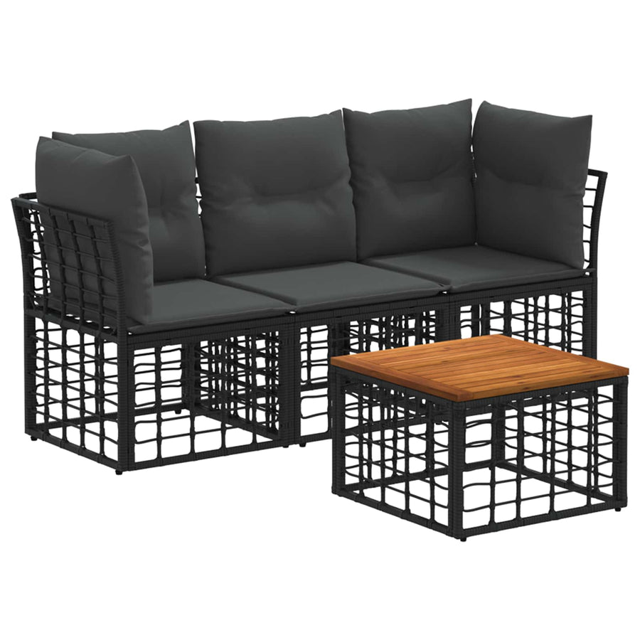 Buiten bankenset 4 pcs Zwart en Donkergrijs Polyester