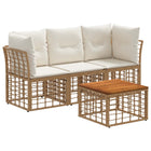 Outdoor lounge set 4 pcs Natural and Cream White Polyester