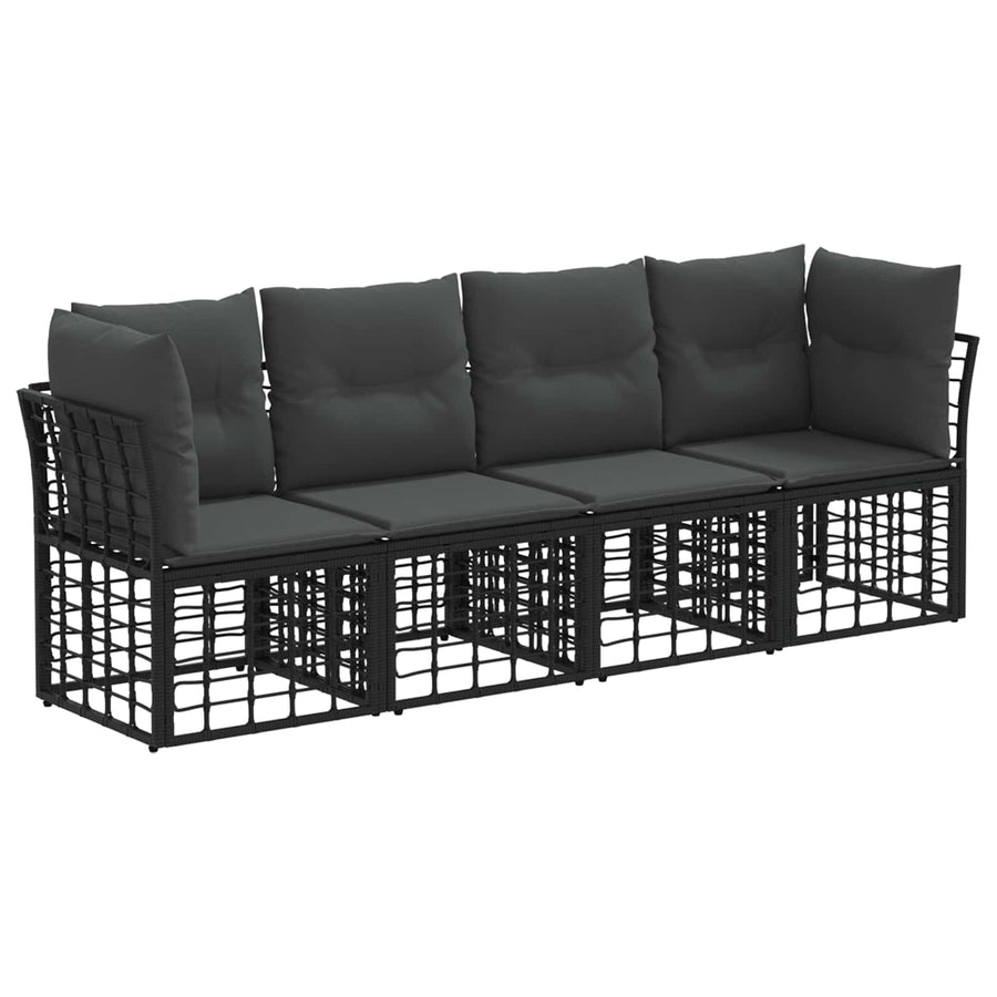 Buiten bankenset met kussen 4 pcs Zwart Polyester
