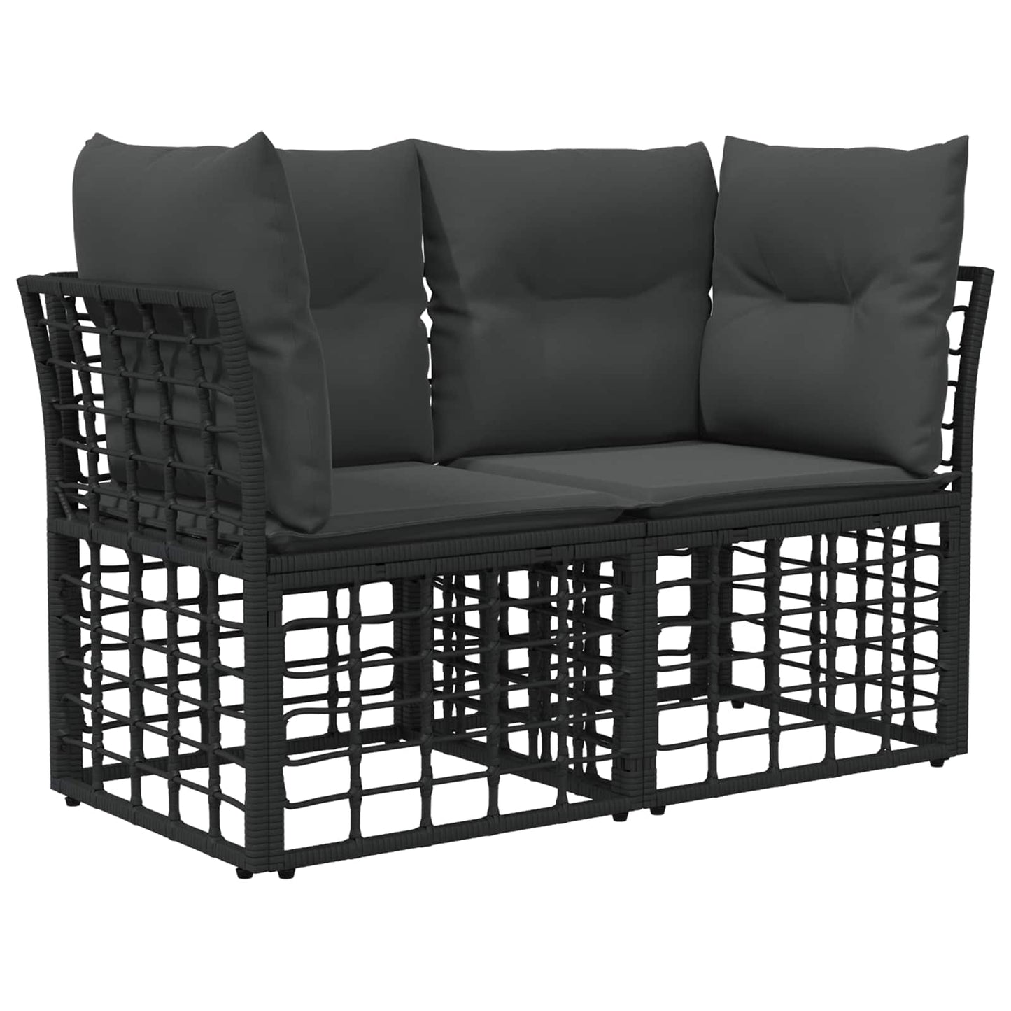 Buiten bankenset met kussen 4 pcs Zwart Polyester
