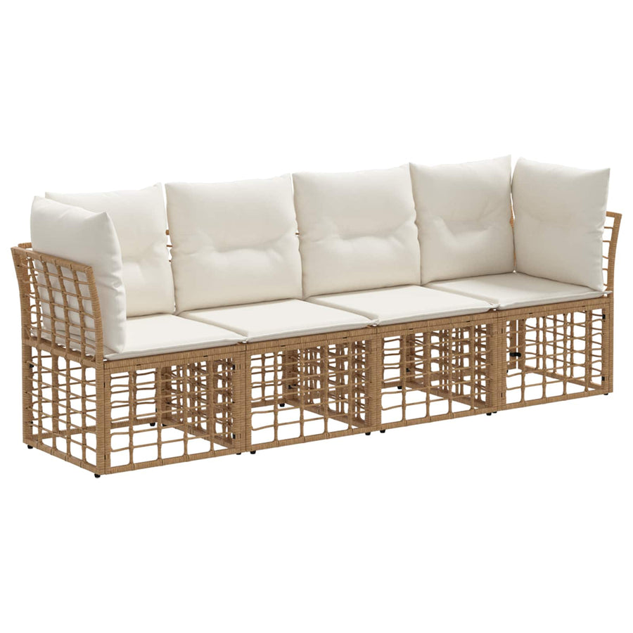 Buiten bankenset met kussen 4 pcs Naturel Polyester