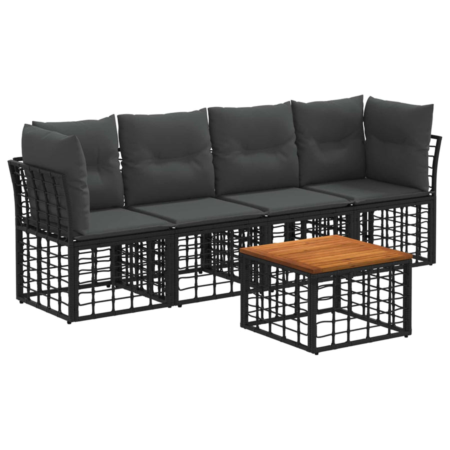 Buiten bankenset 5 pcs Zwart en Donkergrijs Polyester