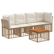 Tuinset poly rattan 4 personen acaciahout