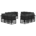Tuinbankenset 12 personen poly rattan zwart