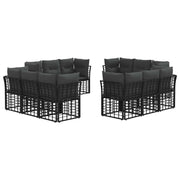 Tuinbankenset 12 personen poly rattan zwart
