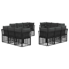 Buiten bankenset met kussen 12 pcs Zwart Polyester