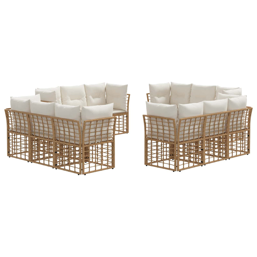 Buiten bankenset met kussen 12 pcs Naturel Polyester