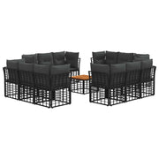 Tuinbankenset 13-delig poly rattan zwart