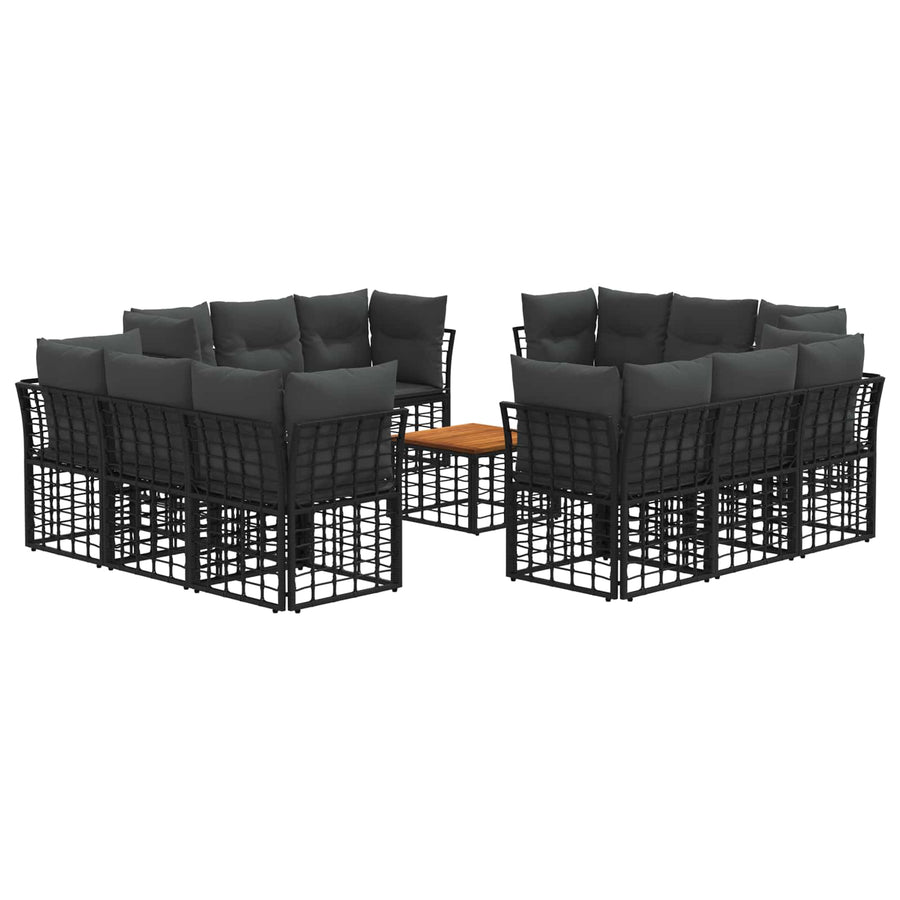 Buiten bankenset 13 pcs Zwart en Donkergrijs Polyester