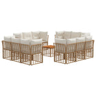 Outdoor Sofa Set 13 pcs Natural and Cream White Polyester