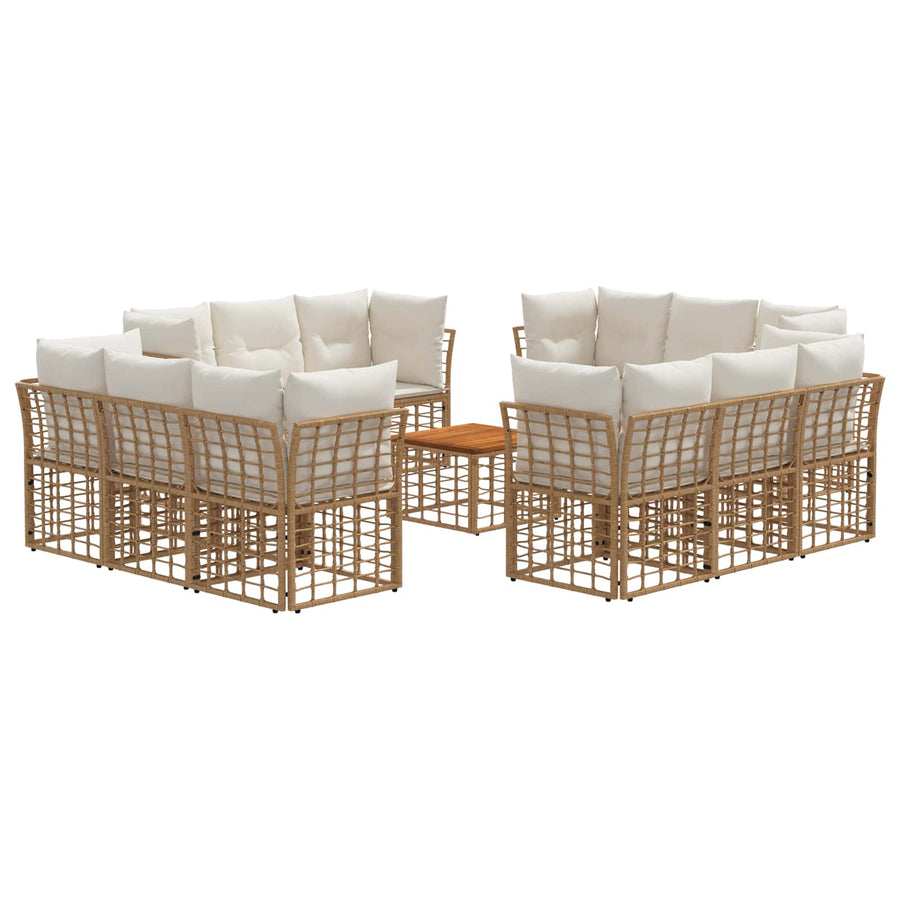Buiten bankenset 13 pcs Natuurlijk en Crème Wit Polyester