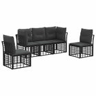 Tuinbankenset 5-delig poly rattan zwart