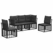 Tuinbankenset 5-delig poly rattan zwart
