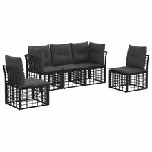 Buiten bankenset met kussen 5 pcs Zwart Polyester