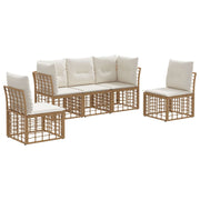 Bankenset tuin 5-delig naturel poly rattan
